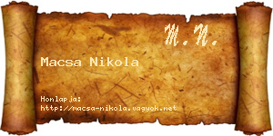 Macsa Nikola névjegykártya